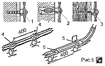 Примеры крепления роликов на строительных конструкциях и прокладки по ним шнурового и плоского электропровода