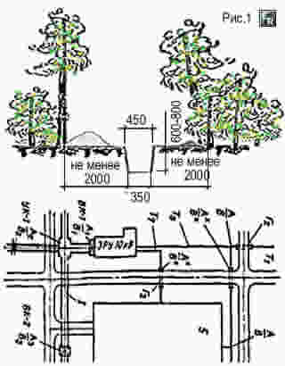 Трасса для прокладки кабеля в земле лесопарковой зоны