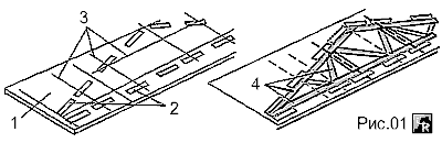 Схема устройства бойка-трафарета для изготовления и сборки конструкций стропильной системы