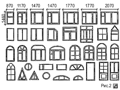 Варианты разнообразных форм окон для жилых домов