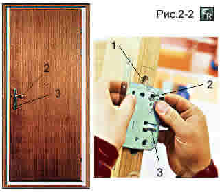 Способ врезки дверного замка с защёлкой и с поворотными фалевыми ручками