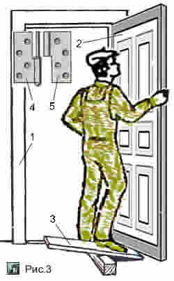 Способ снятия или навески дверного полотна на закреплённых дверных петлях